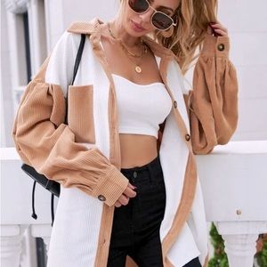 Brown and White Oversized Jacket